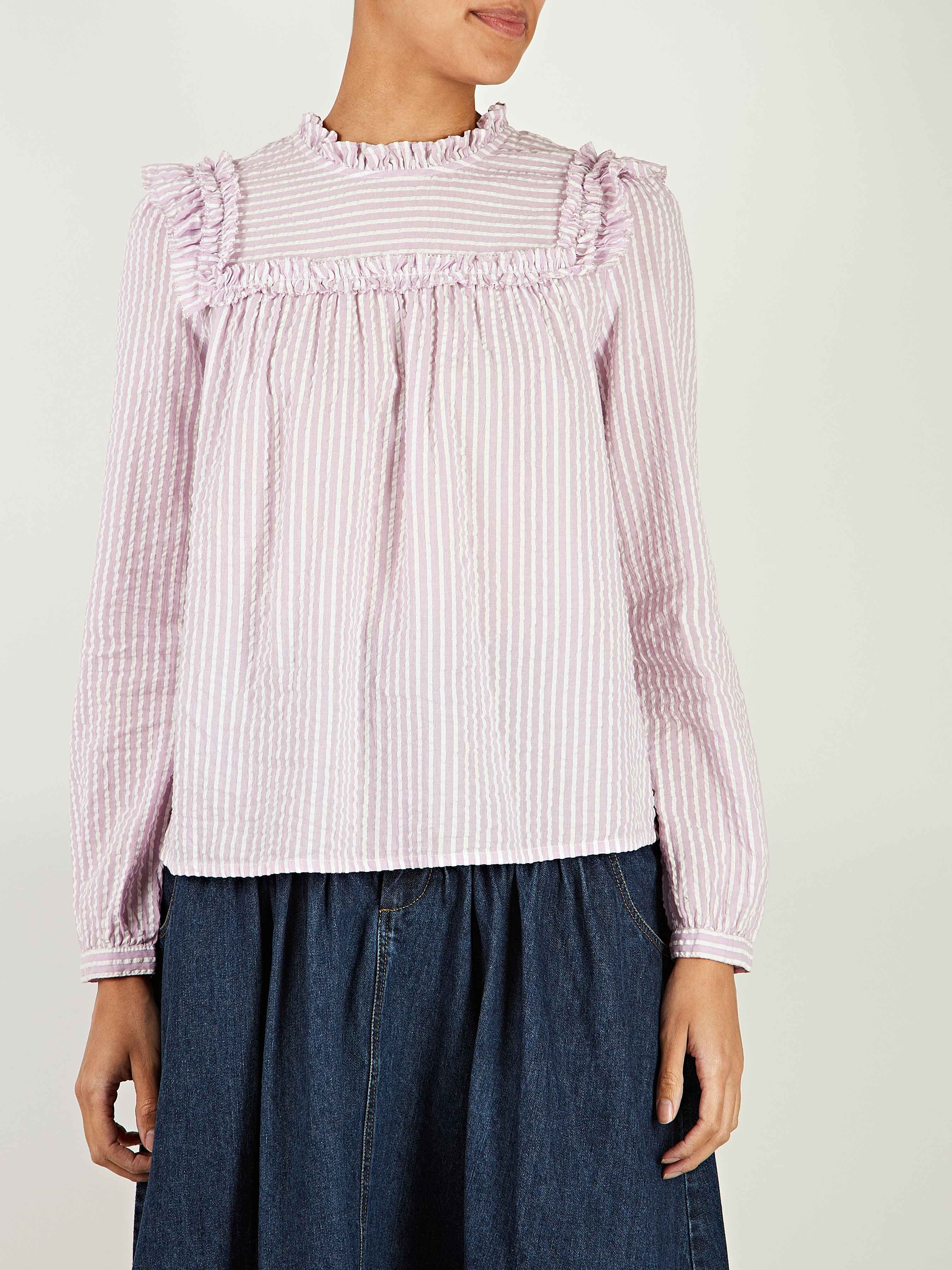 Oriel Striped Cotton Seersucker Blouse sold by iris product image thumbnail 2