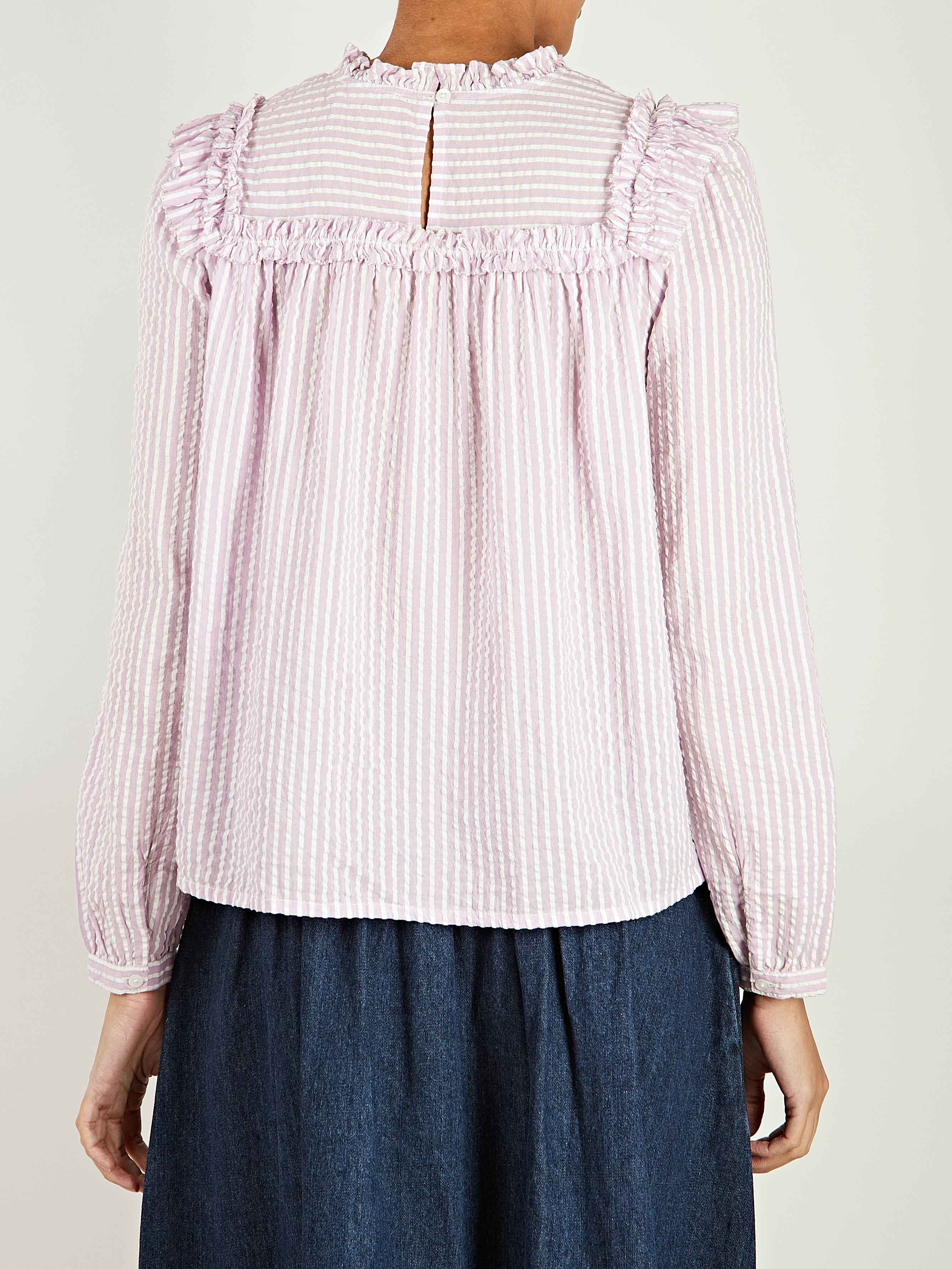 Oriel Striped Cotton Seersucker Blouse sold by iris product image thumbnail 3