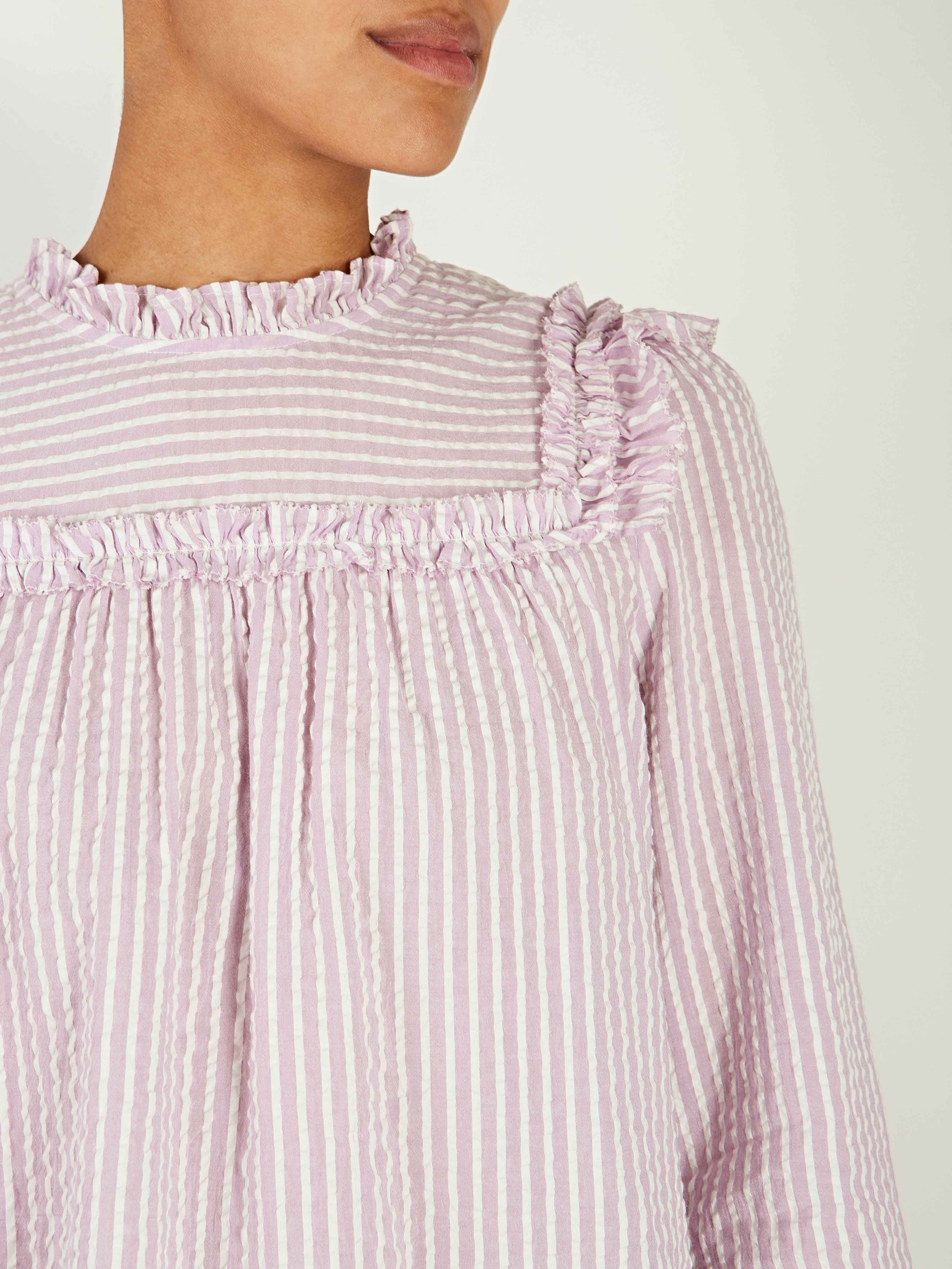 Oriel Striped Cotton Seersucker Blouse sold by iris product image thumbnail 4