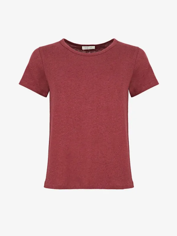 Claire Crew neck T-Shirt Burgundy made by iris