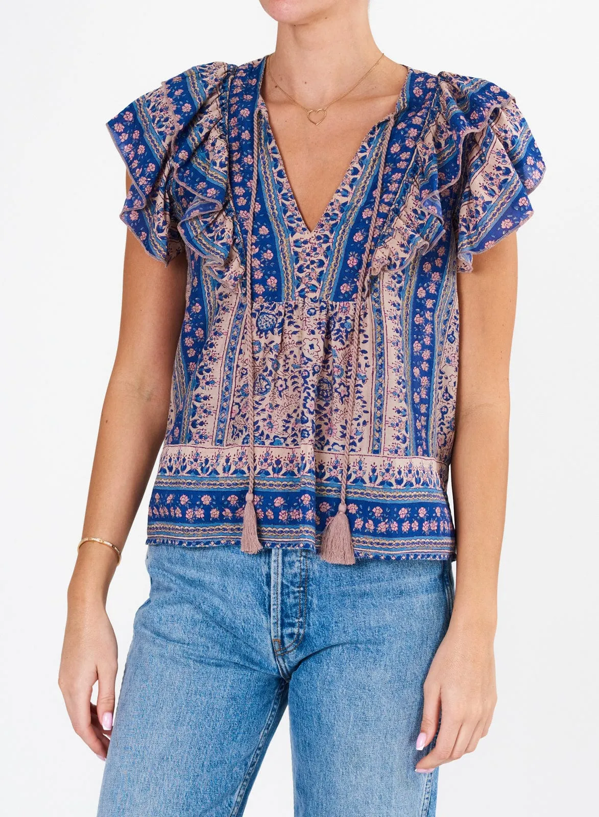 Cass Print Top - Blue sold by iris product image thumbnail 2