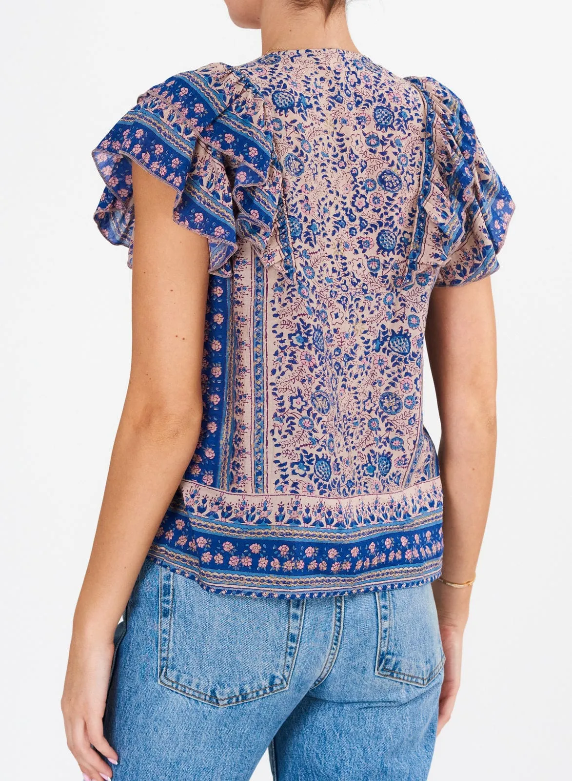 Cass Print Top - Blue sold by iris product image thumbnail 3