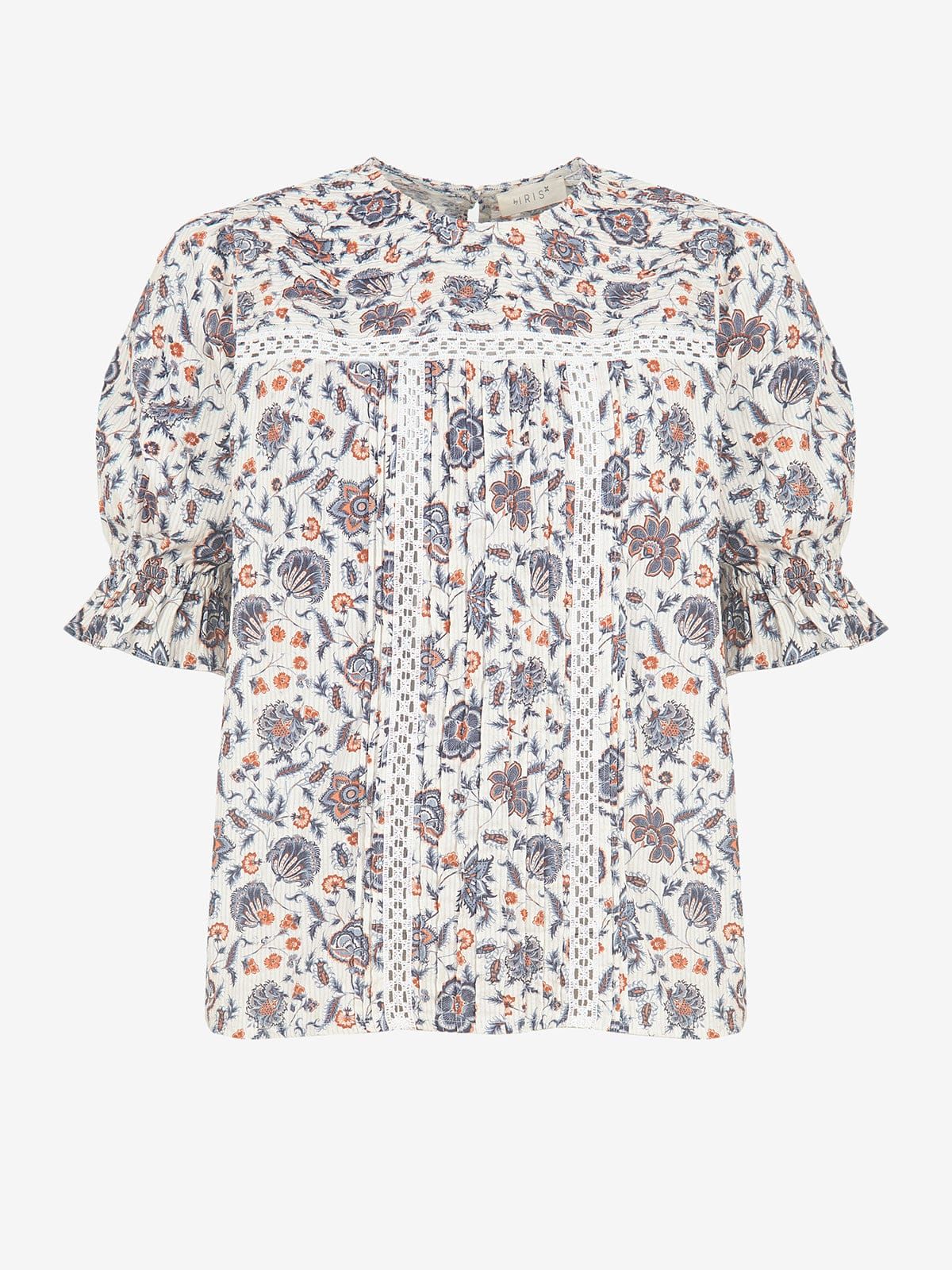 Ida Floral-Print Puff-Sleeve Cotton Top sold by iris