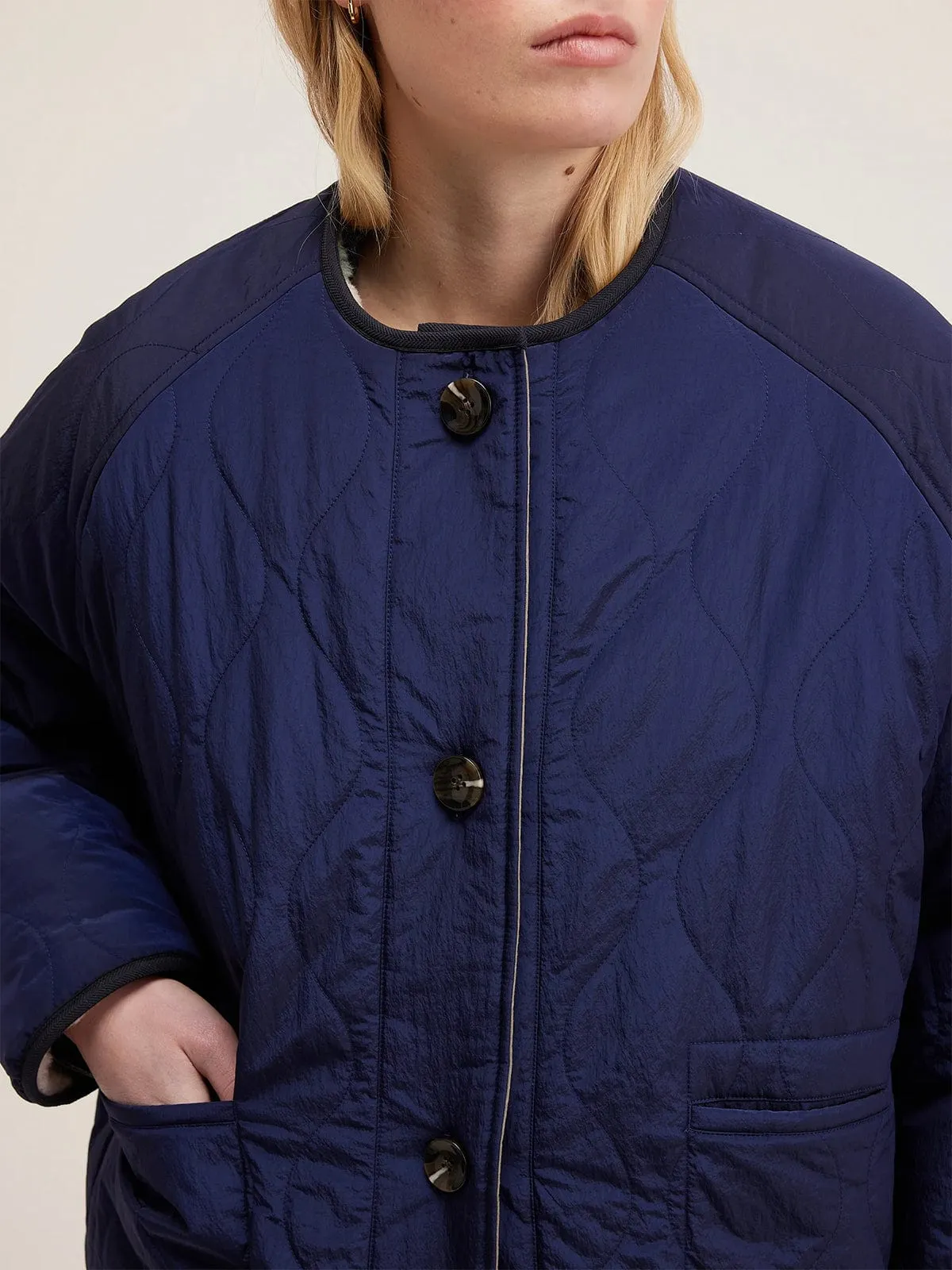 Hamon Reverse Jacket – Navy and Cream sold by iris product image thumbnail 5