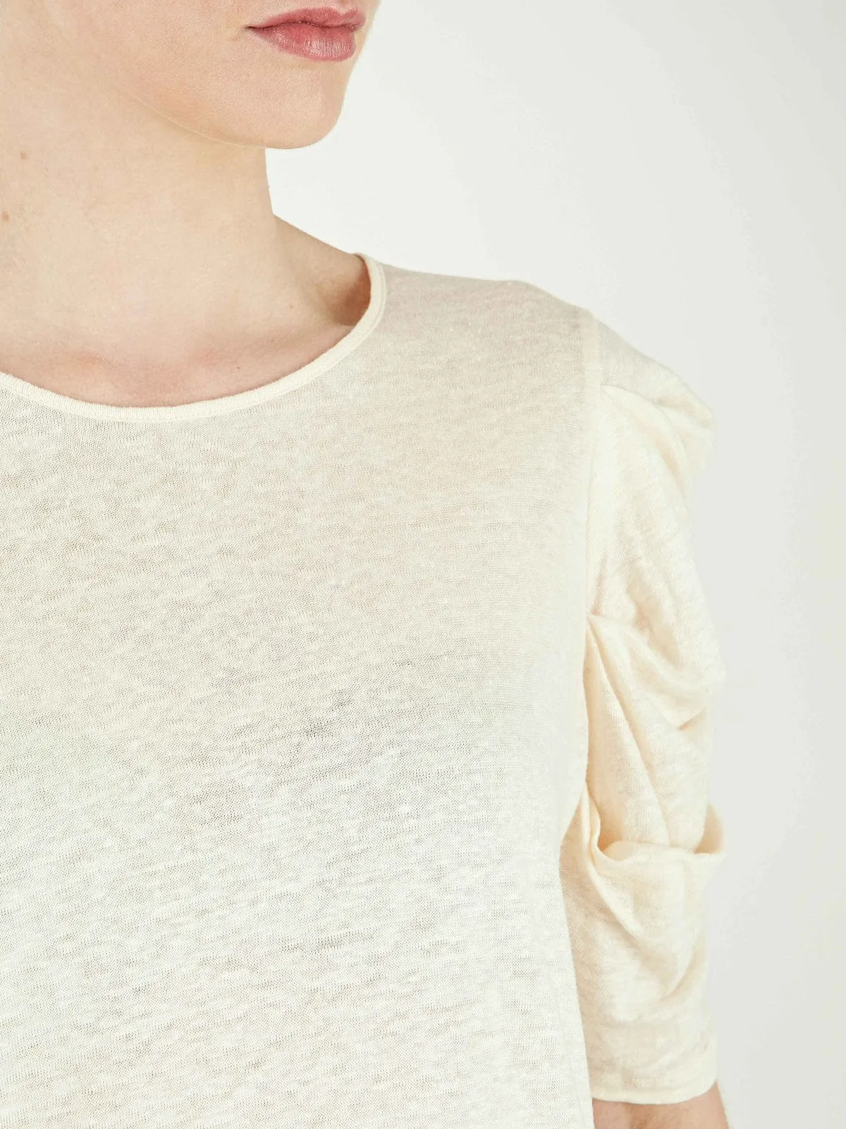 Raelie Ruched-Sleeve Linen Top sold by iris product image thumbnail 4
