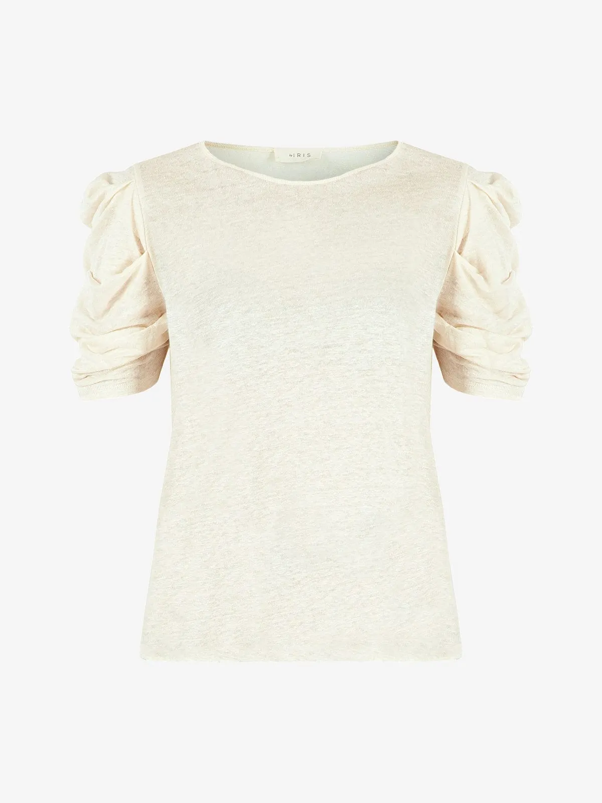 Raelie Ruched-Sleeve Linen Top sold by iris