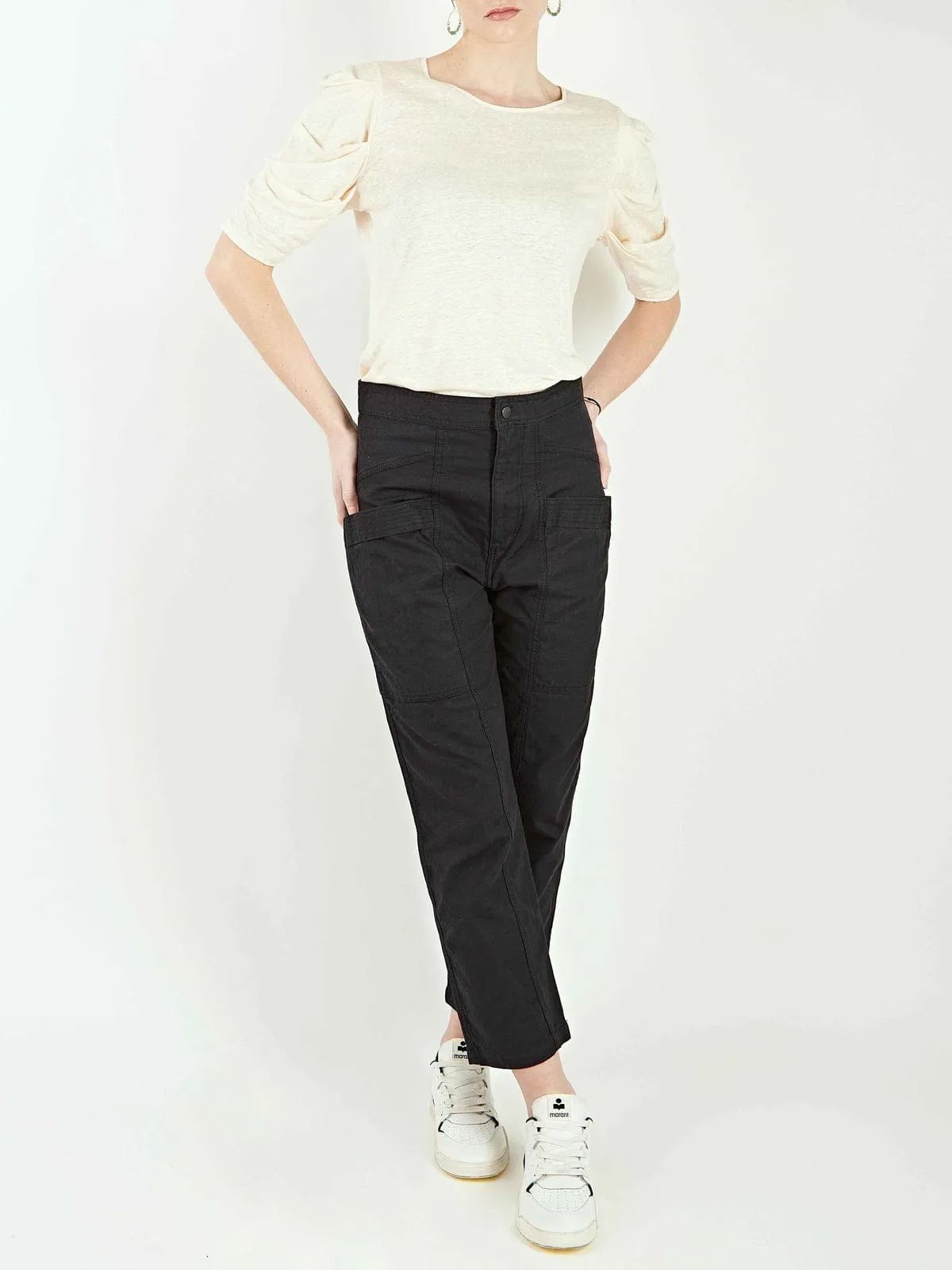 Raelie Ruched-Sleeve Linen Top sold by iris product image thumbnail 5