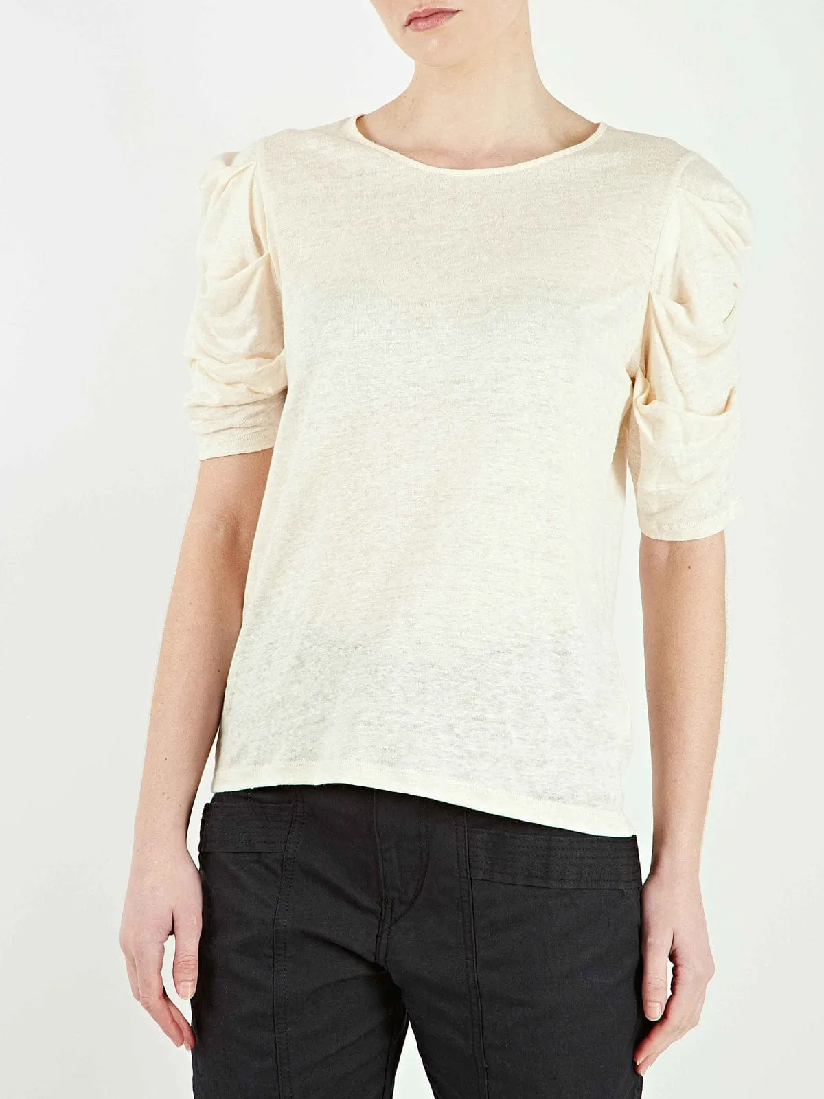 Raelie Ruched-Sleeve Linen Top sold by iris product image thumbnail 2