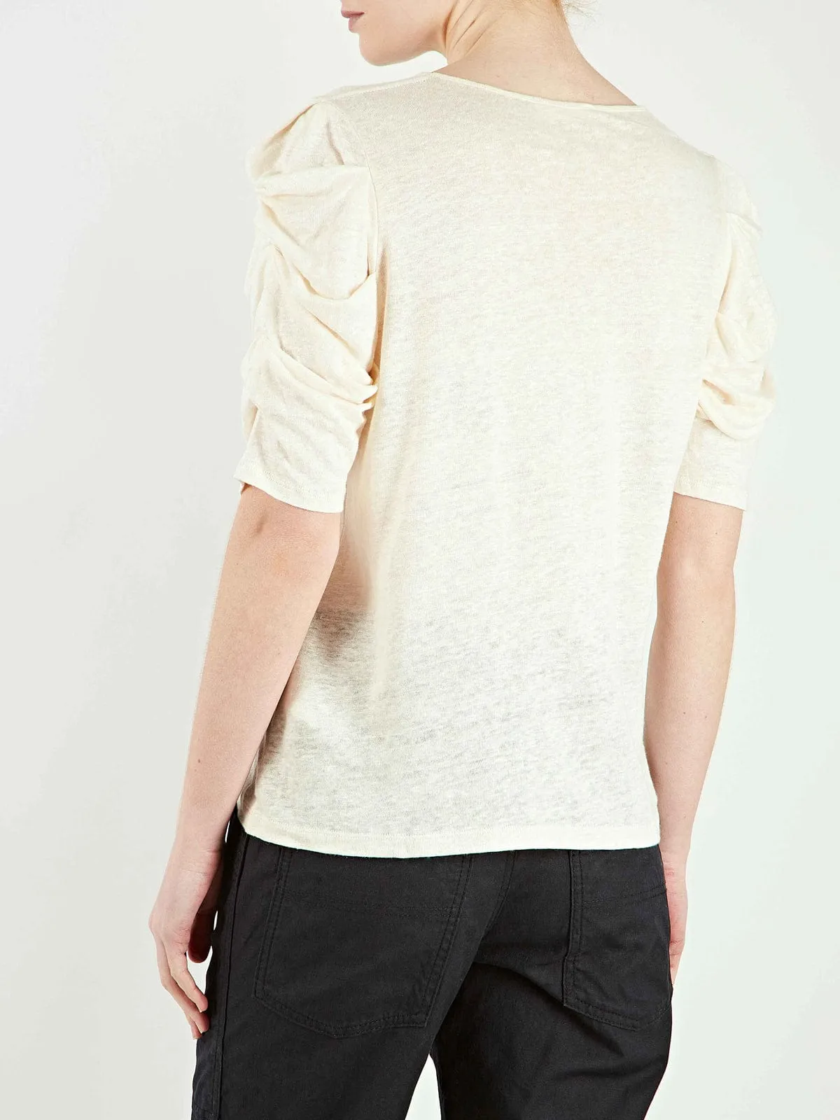 Raelie Ruched-Sleeve Linen Top sold by iris product image thumbnail 3