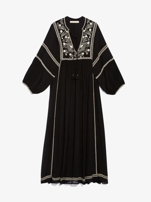 Veronica Embroidered Dress – Black made by iris