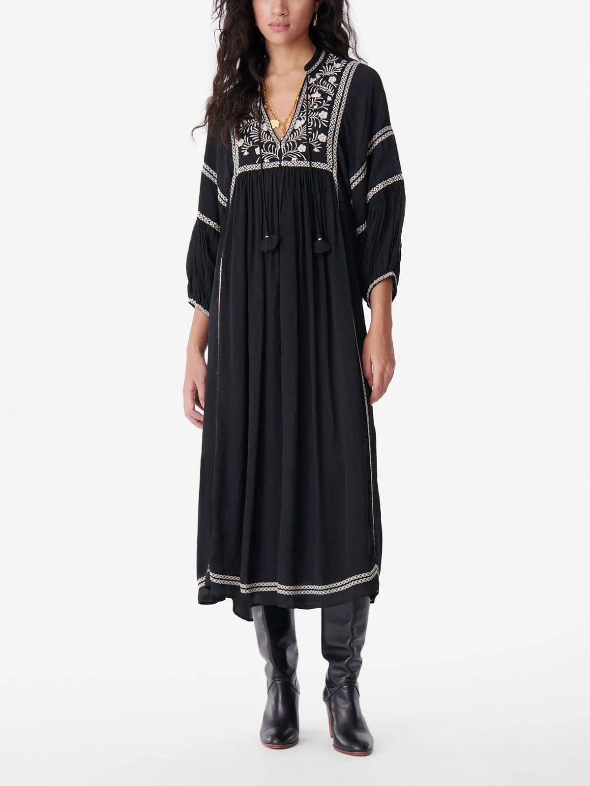 Veronica Embroidered Dress – Black sold by iris product image thumbnail 2