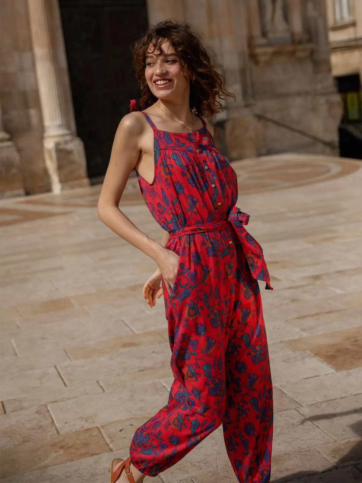 Lou Lou Buttoned Jumpsuit Red sold by iris