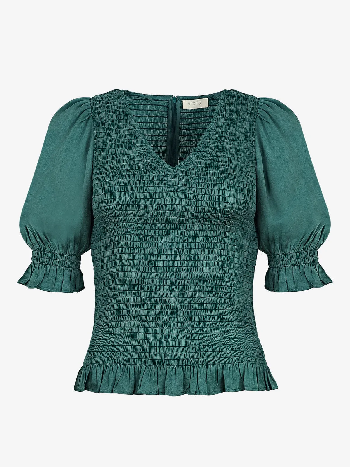 Raya Satin Smocked Top – Sage sold by iris product image thumbnail 4