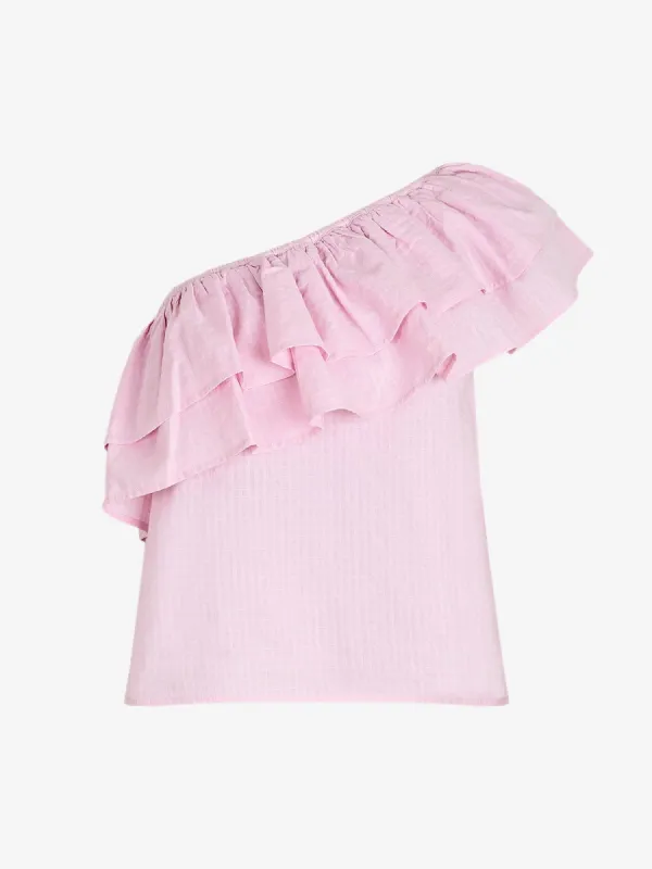 Timeo Off Shoulder Top - Pink made by iris
