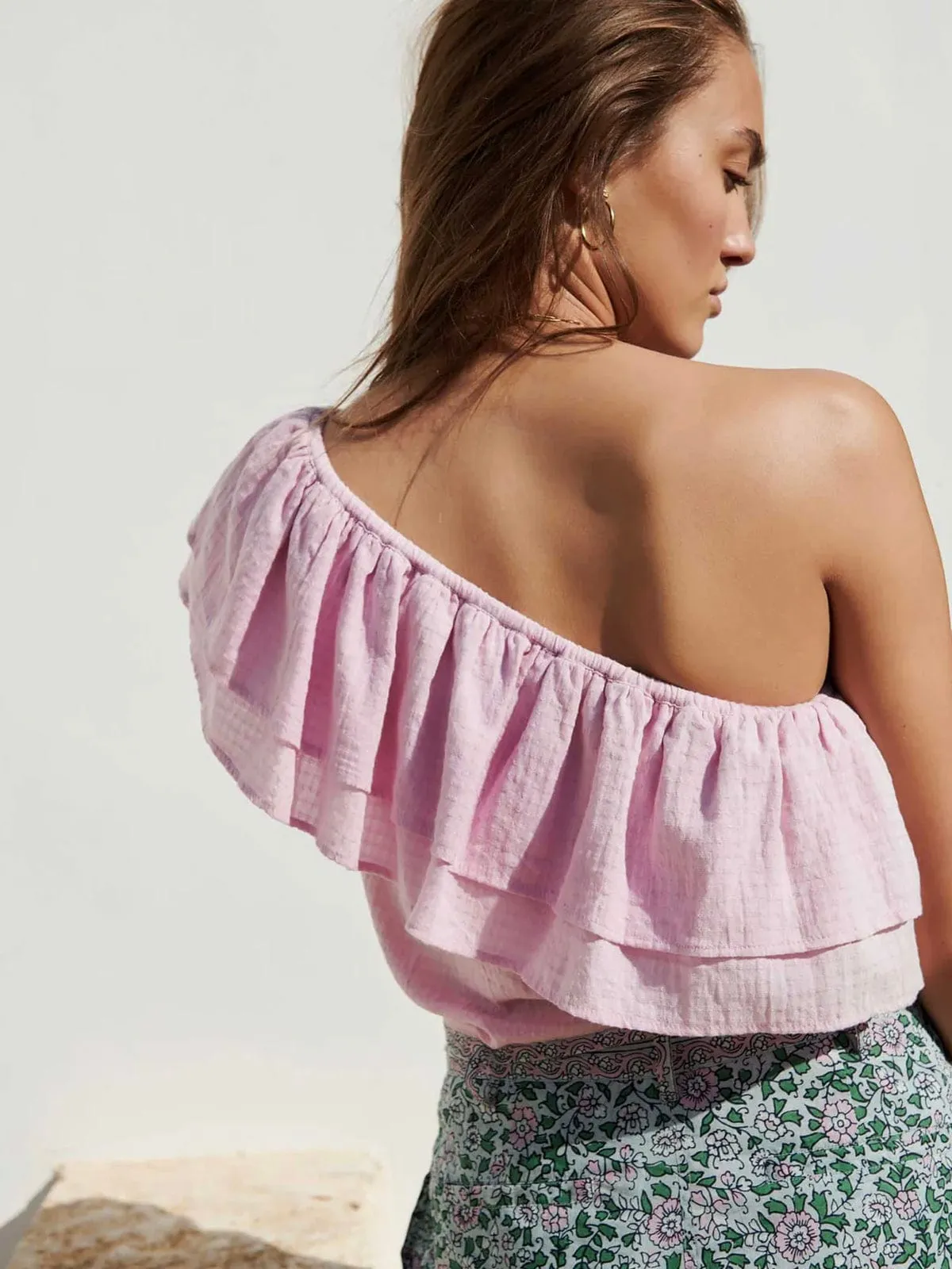 Timeo Off Shoulder Top - Pink sold by iris product image thumbnail 4