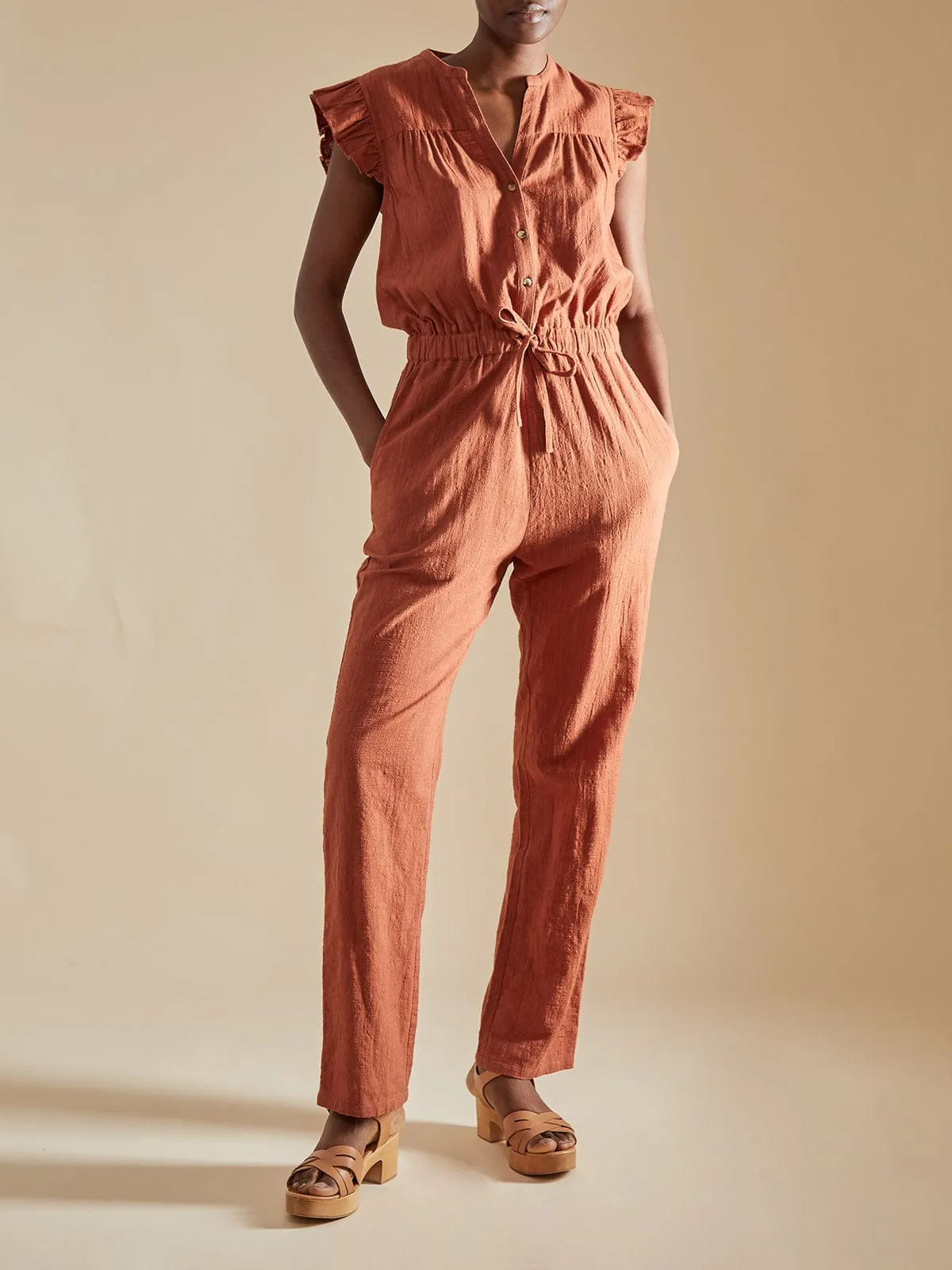 Rylee Cotton Jumpsuit – Cinnamon sold by iris product image thumbnail 3
