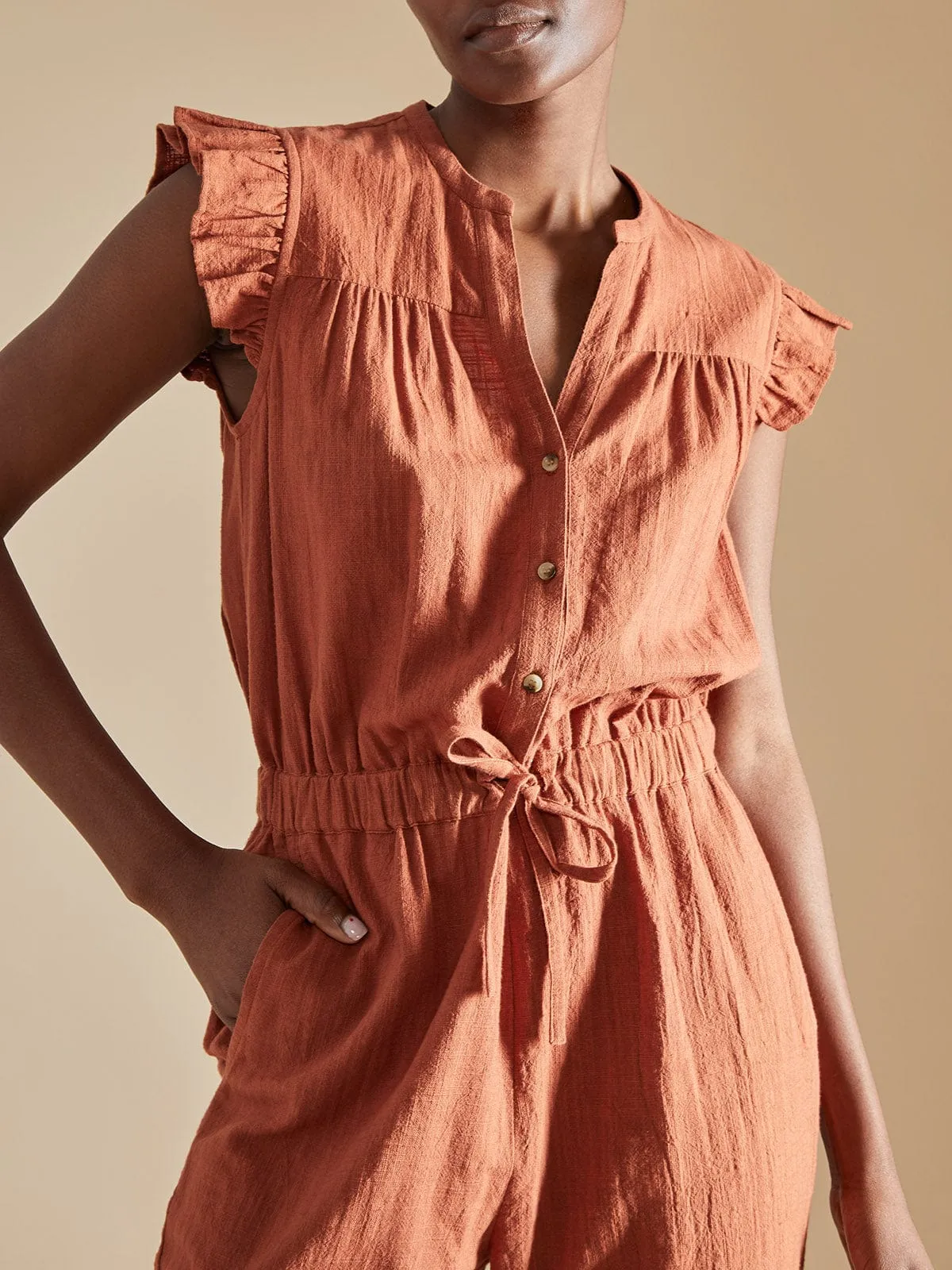 Rylee Cotton Jumpsuit – Cinnamon sold by iris product image thumbnail 4
