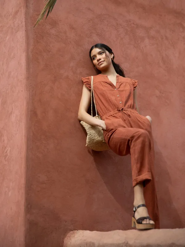 Rylee Cotton Jumpsuit – Cinnamon sold by iris