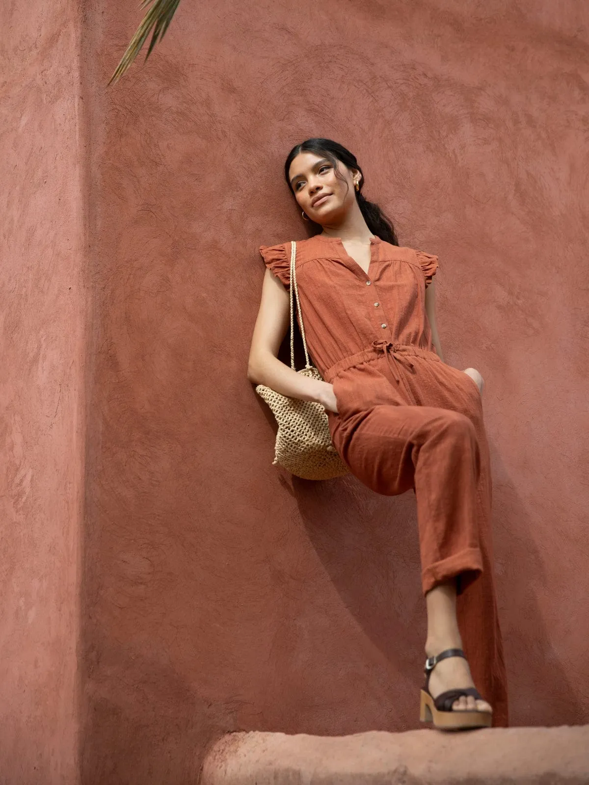 Rylee Cotton Jumpsuit – Cinnamon sold by iris