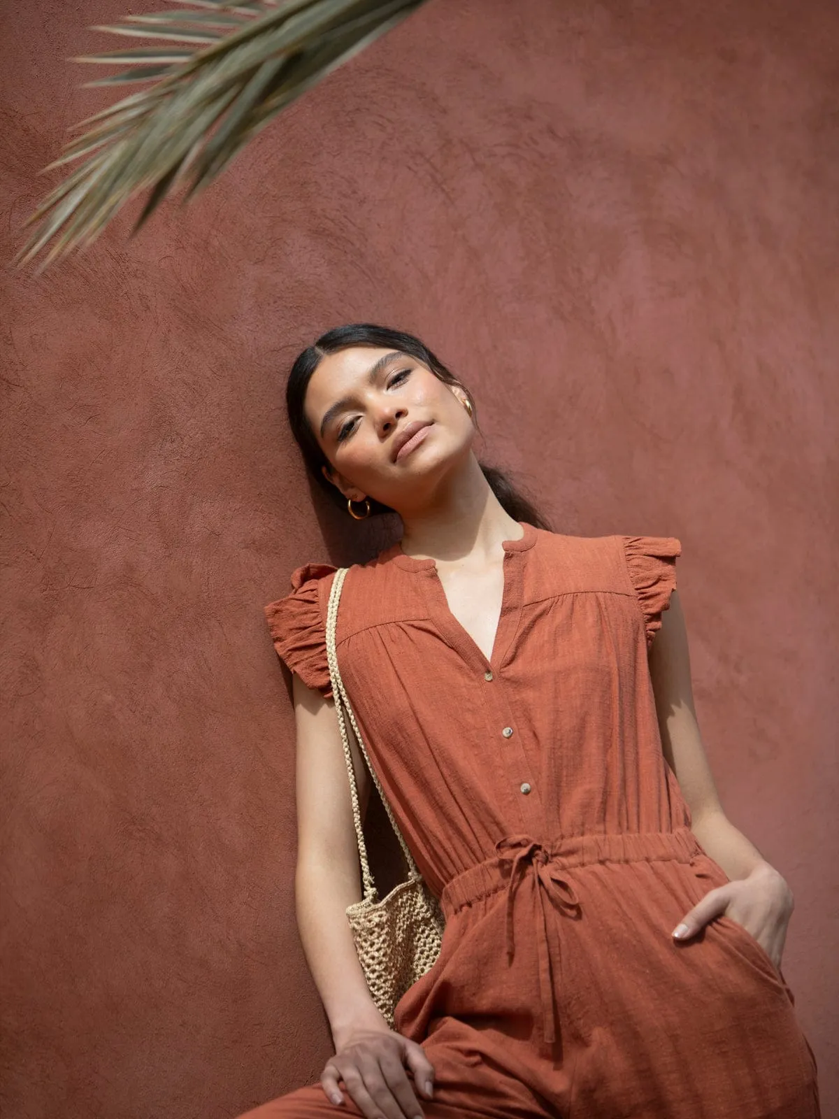 Rylee Cotton Jumpsuit – Cinnamon sold by iris product image thumbnail 2