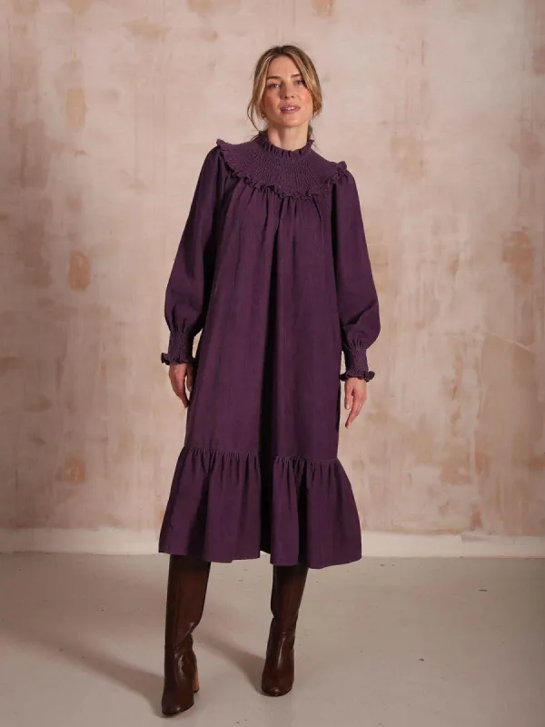 Hallie Smocked Corduroy Midi Dress made by iris