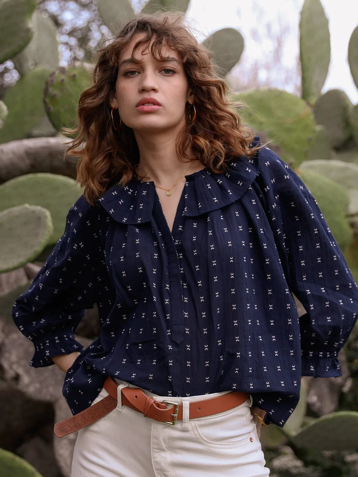 Liberty Ruffle Collar Blouse Navy sold by iris product image thumbnail 2