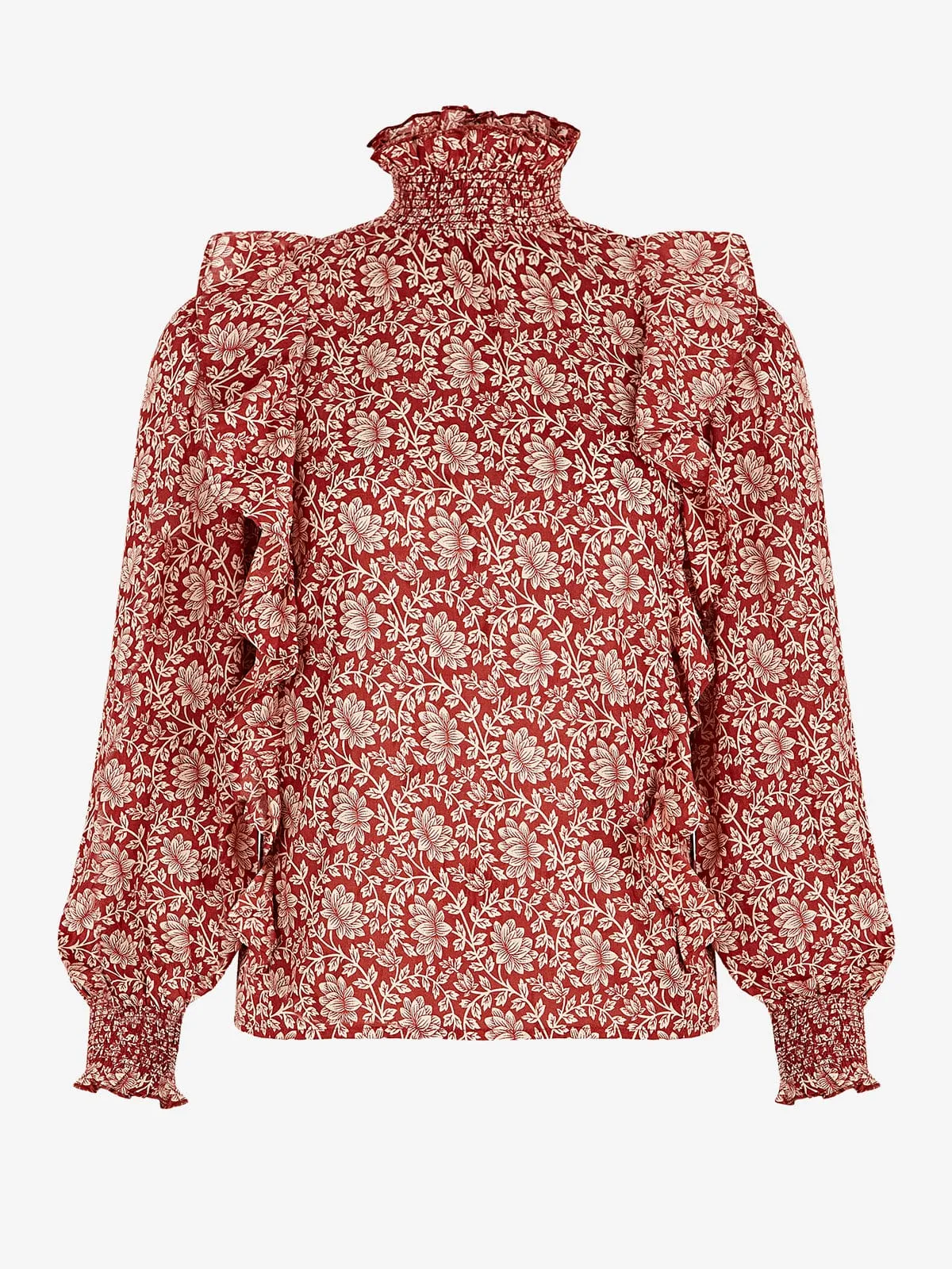 Thelma Frill Blouse - Red sold by iris