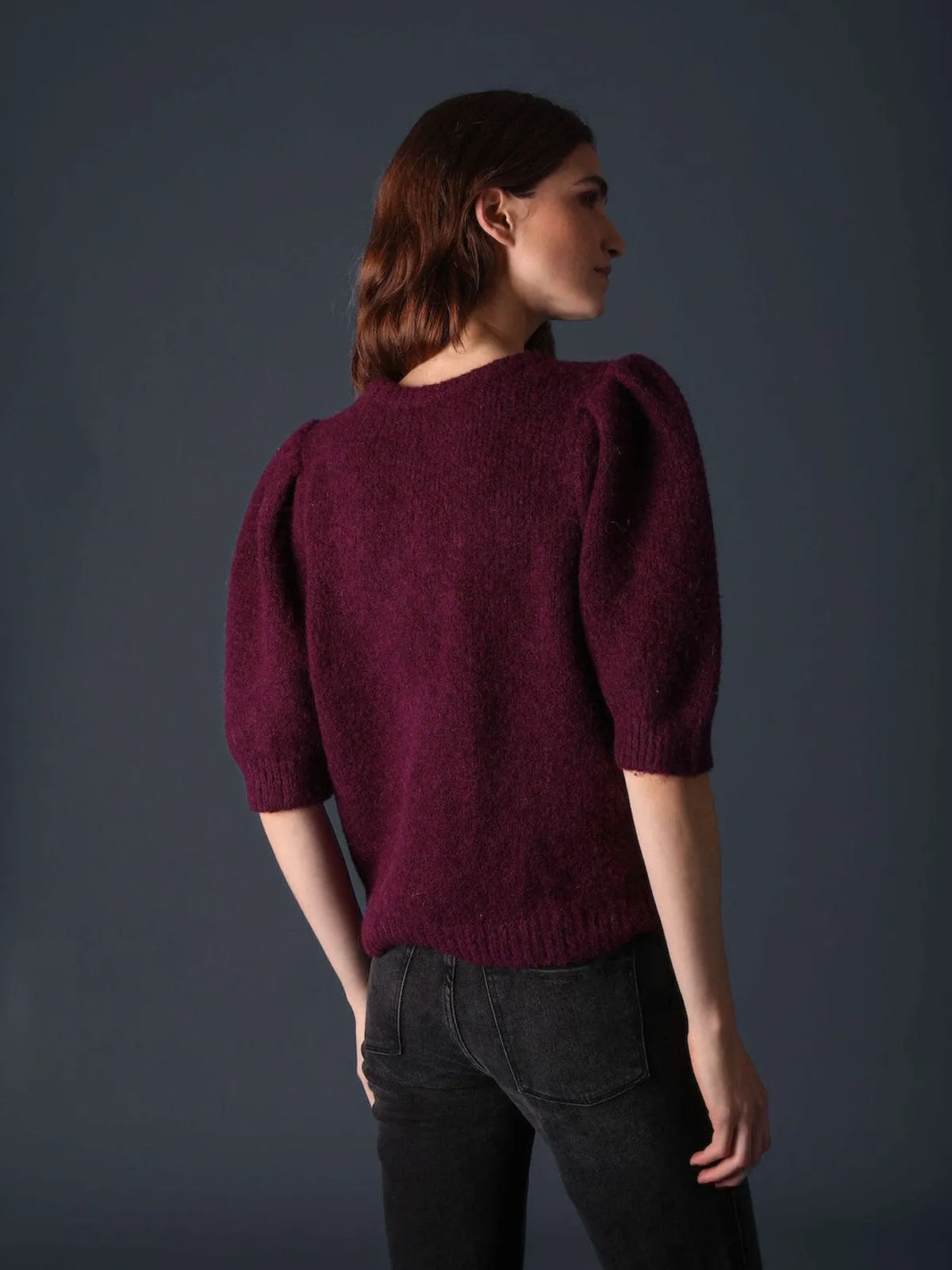 Mina Merlot Puff Sleeve Jumper sold by iris product image thumbnail 4