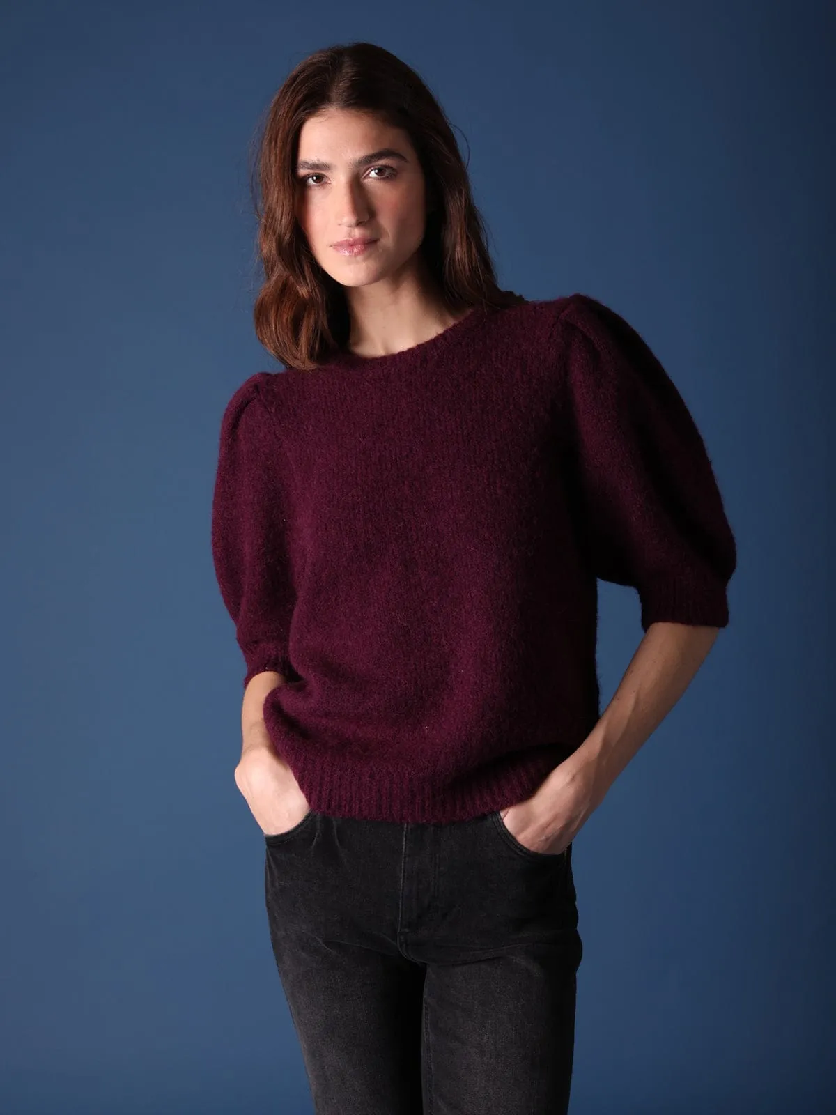 Mina Merlot Puff Sleeve Jumper sold by iris product image thumbnail 2