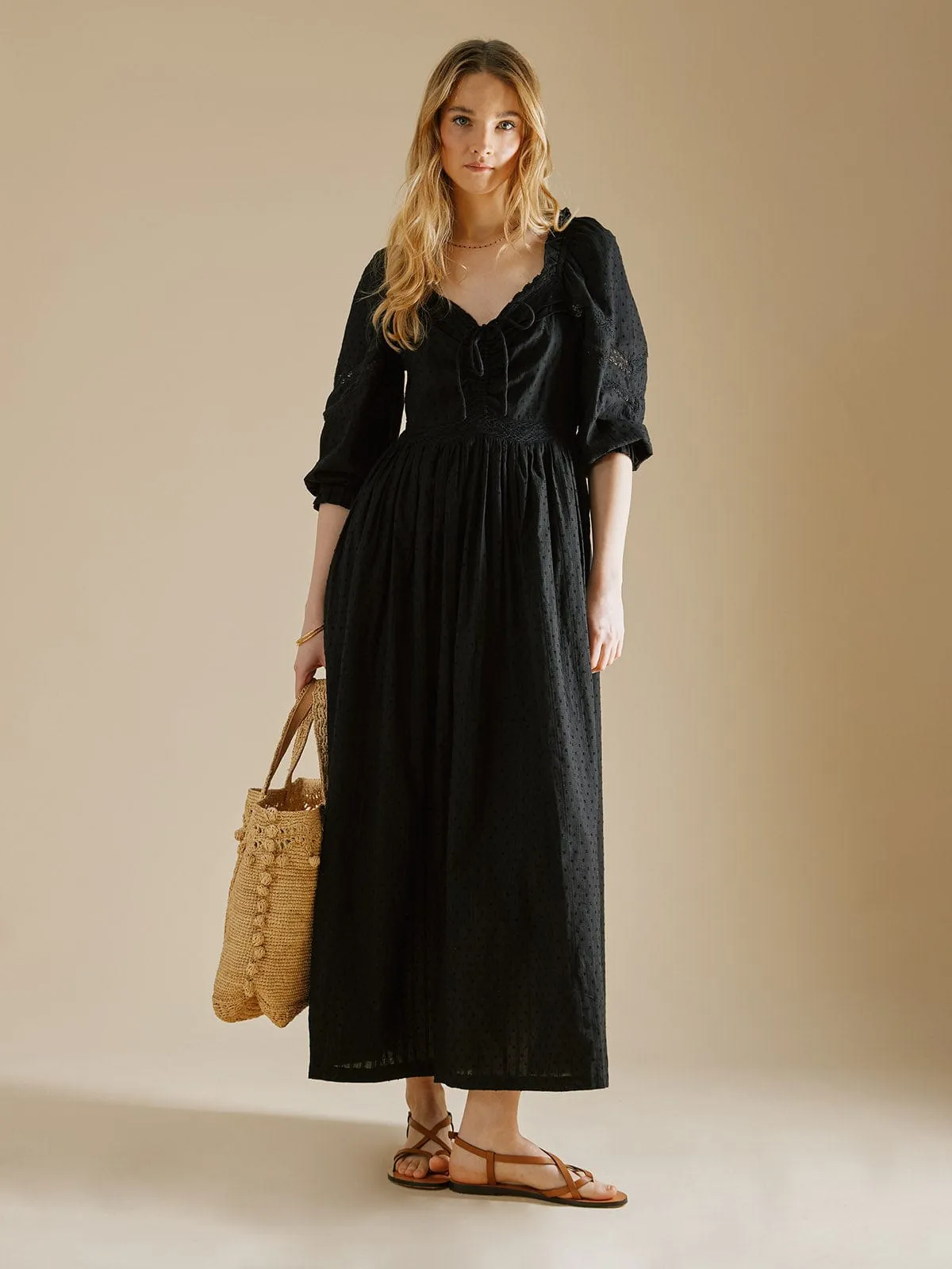 Georgina Tie Front Dress – Black sold by iris product image thumbnail 5
