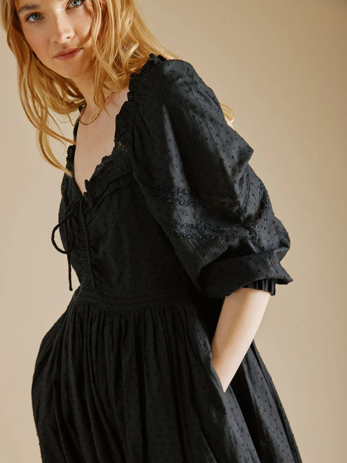 Georgina Tie Front Dress – Black sold by iris product image thumbnail 2