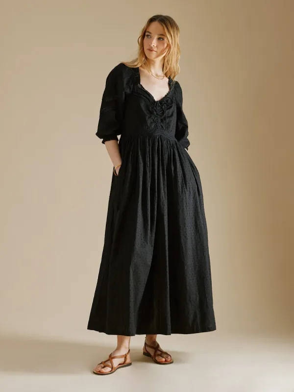 Georgina Tie Front Dress – Black made by iris