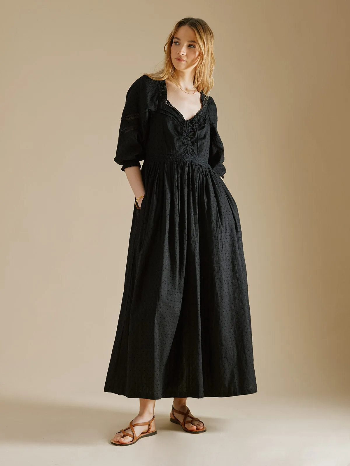 Georgina Tie Front Dress – Black sold by iris