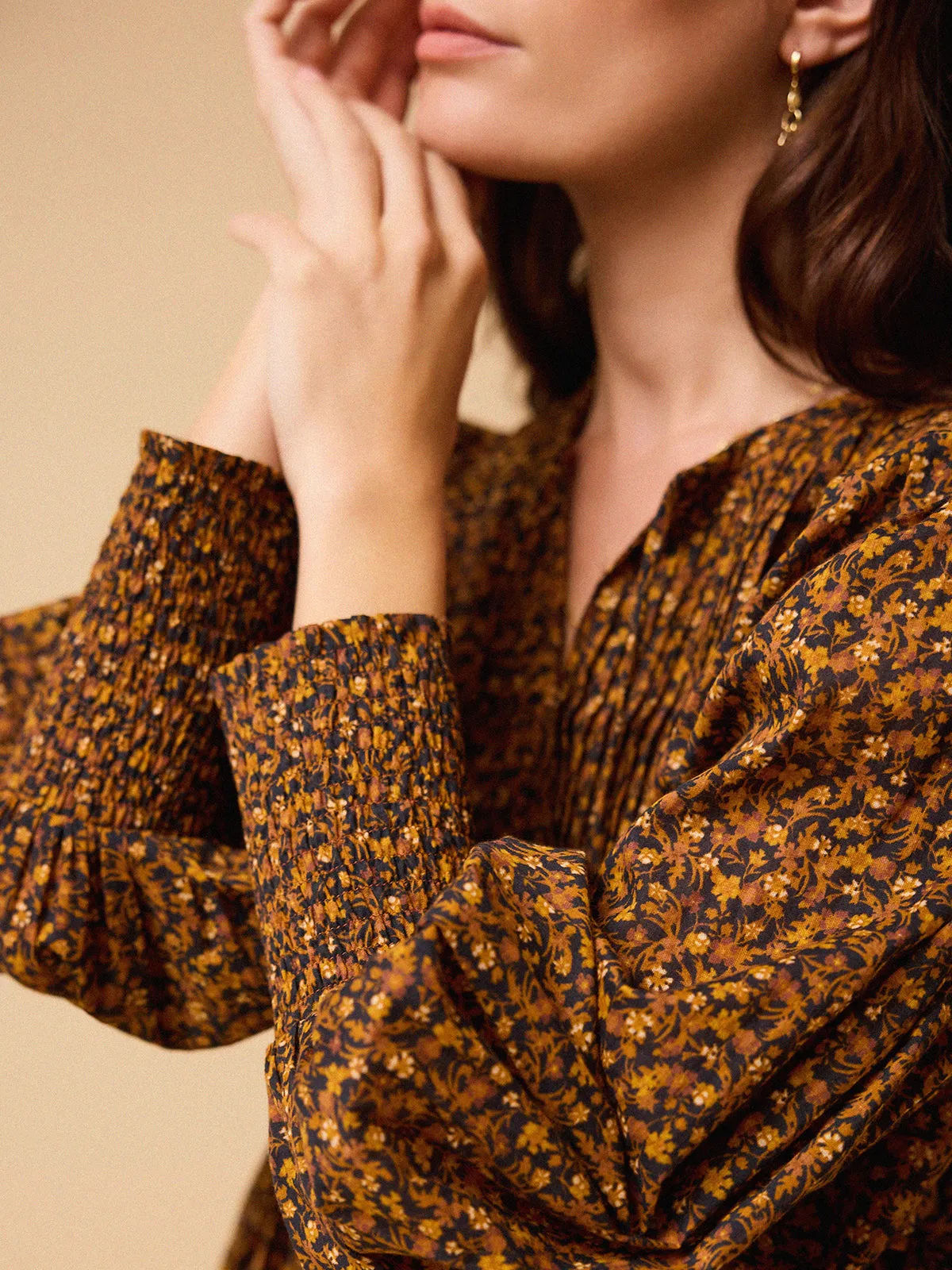 Tillie Ditsy Print Dress – Brown sold by iris product image thumbnail 4