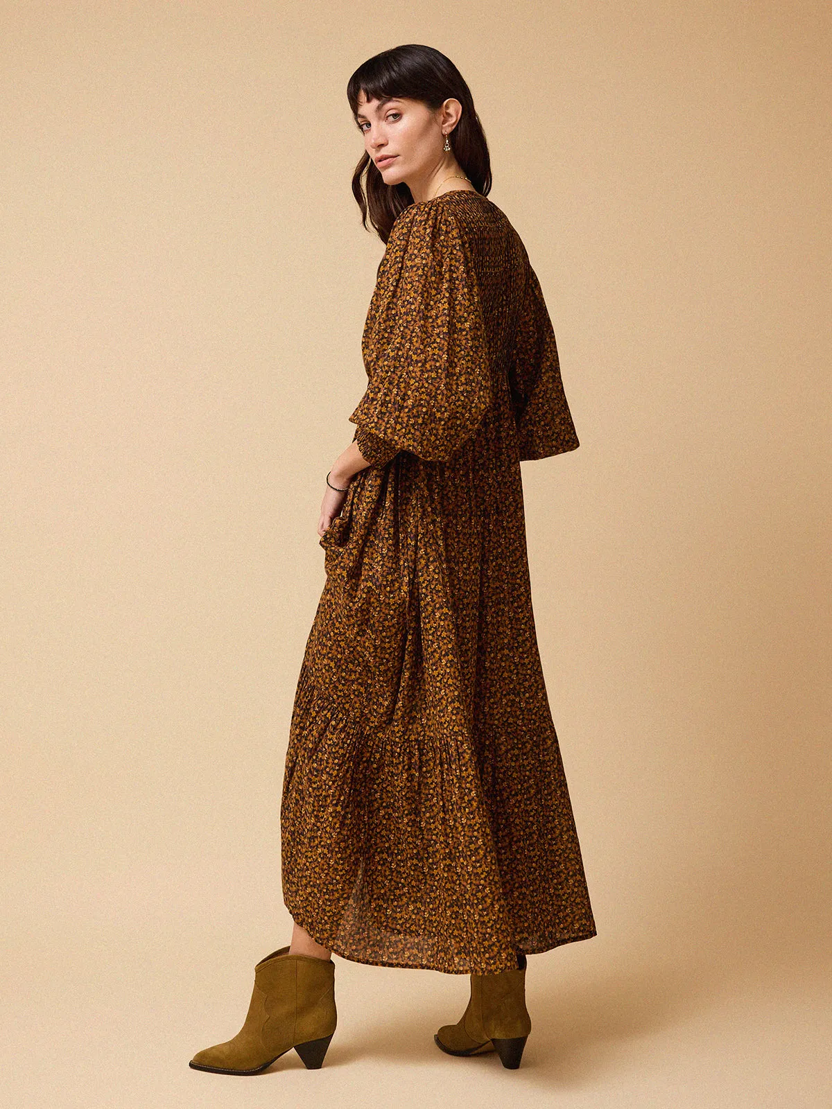 Tillie Ditsy Print Dress – Brown sold by iris product image thumbnail 2