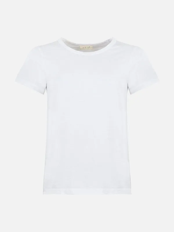 Ramla Linen Crew Neck T-Shirt - White sold by iris