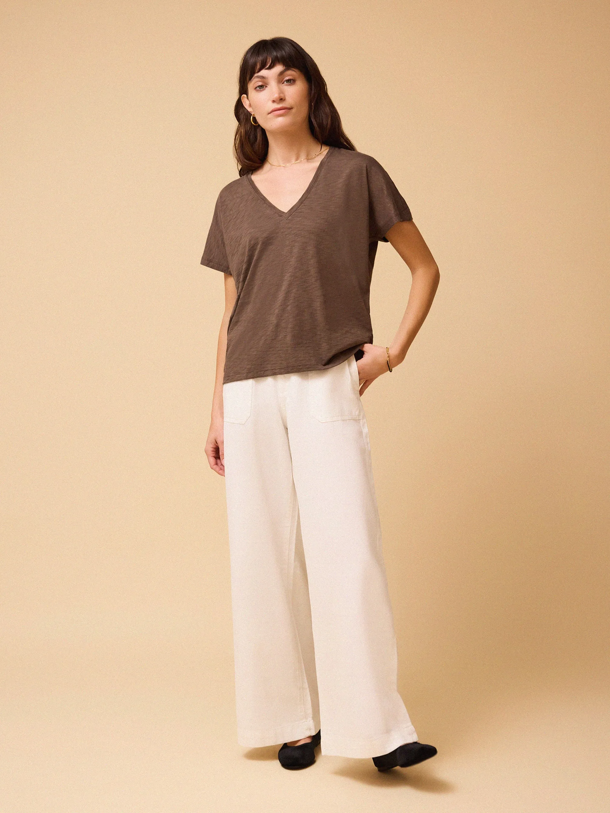 Esmee Pima Cotton V Neck - Mocha sold by iris product image thumbnail 2