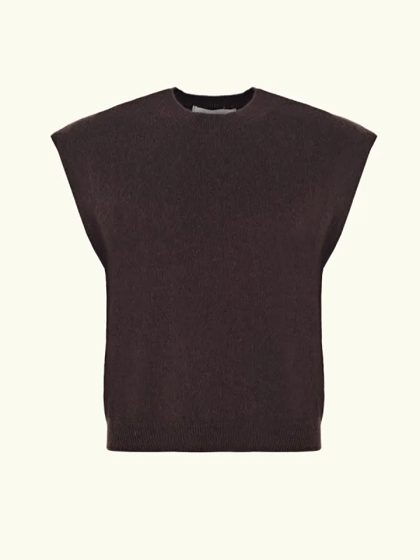 Lucca Crew Neck Tank Knit – Chocolate sold by iris