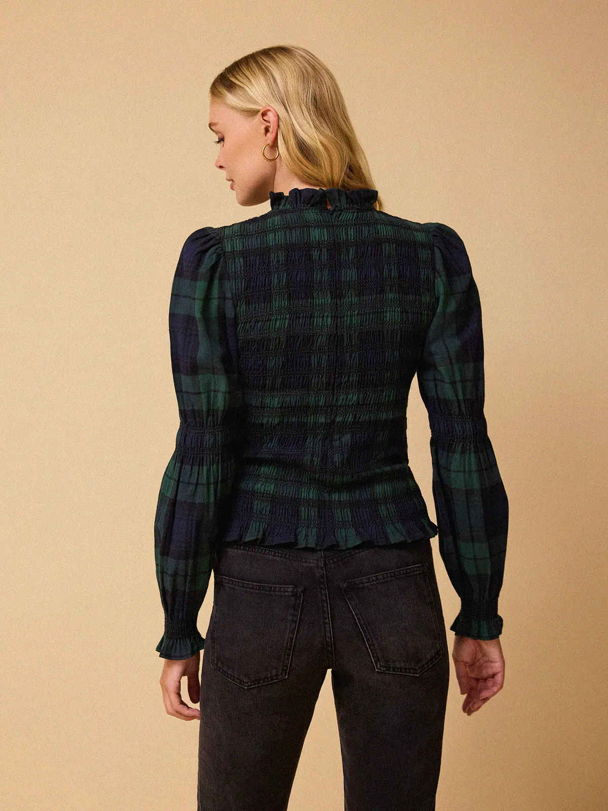 Simone Tartan Top – Green and Navy sold by iris product image thumbnail 3