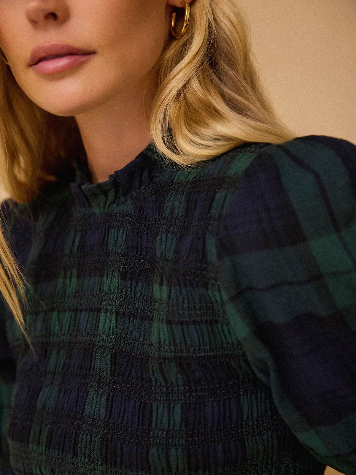 Simone Tartan Top – Green and Navy sold by iris product image thumbnail 2