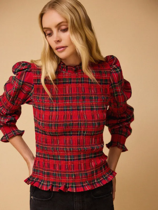 Simone Tartan Top - Red sold by iris