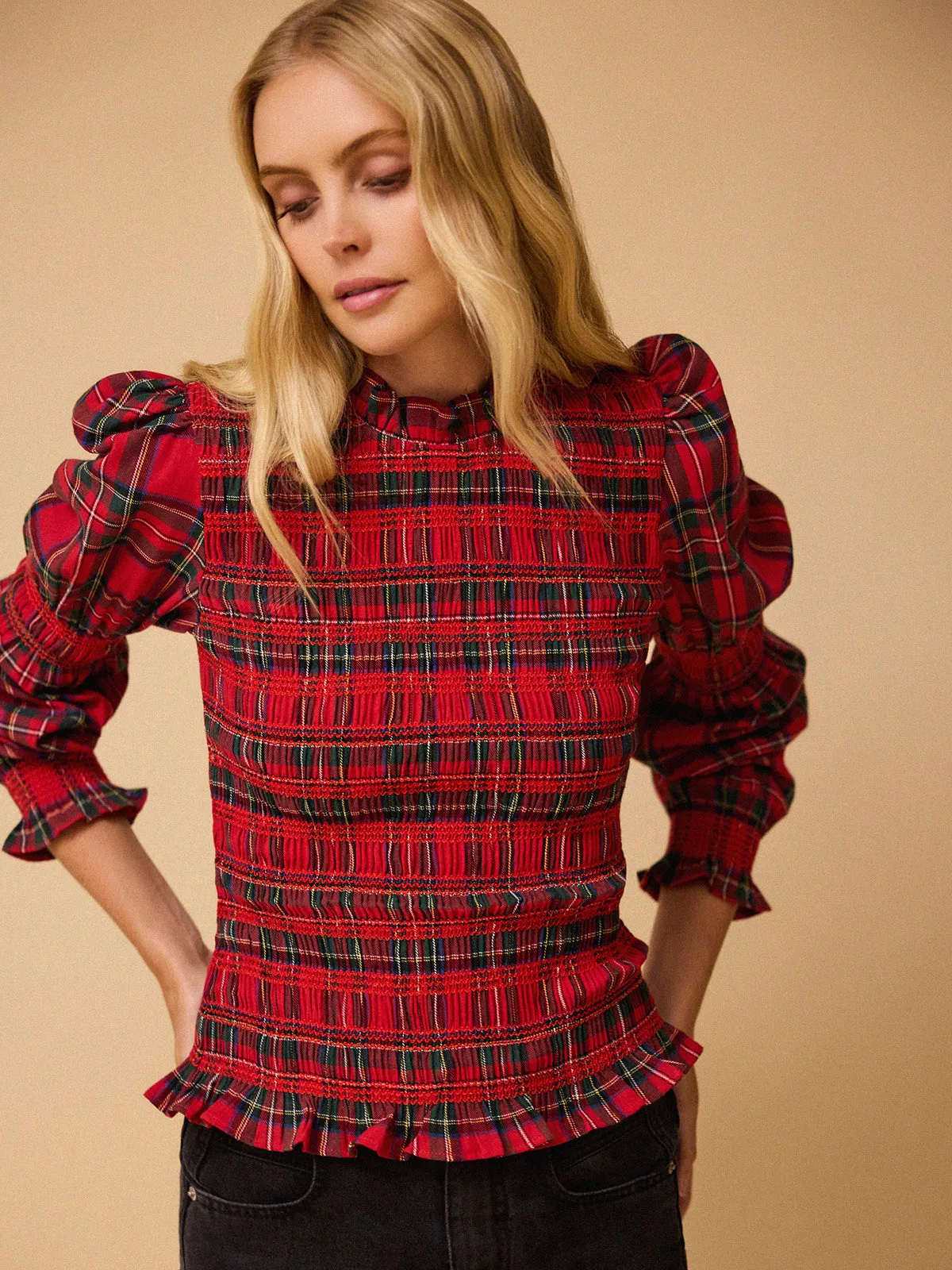 Simone Tartan Top - Red sold by iris