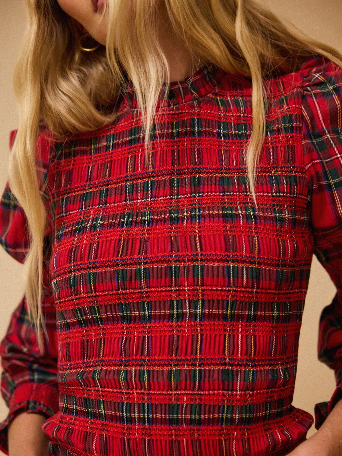 Simone Tartan Top - Red sold by iris product image thumbnail 2