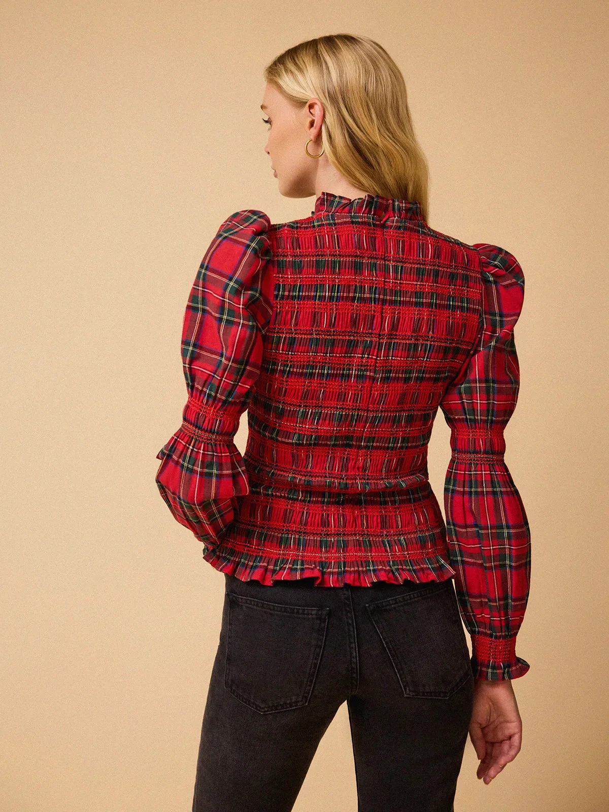 Simone Tartan Top - Red sold by iris product image thumbnail 3