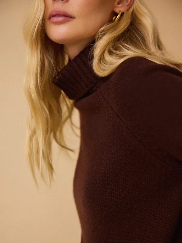 Ulla Roll Neck Jumper – Chocolate sold by iris