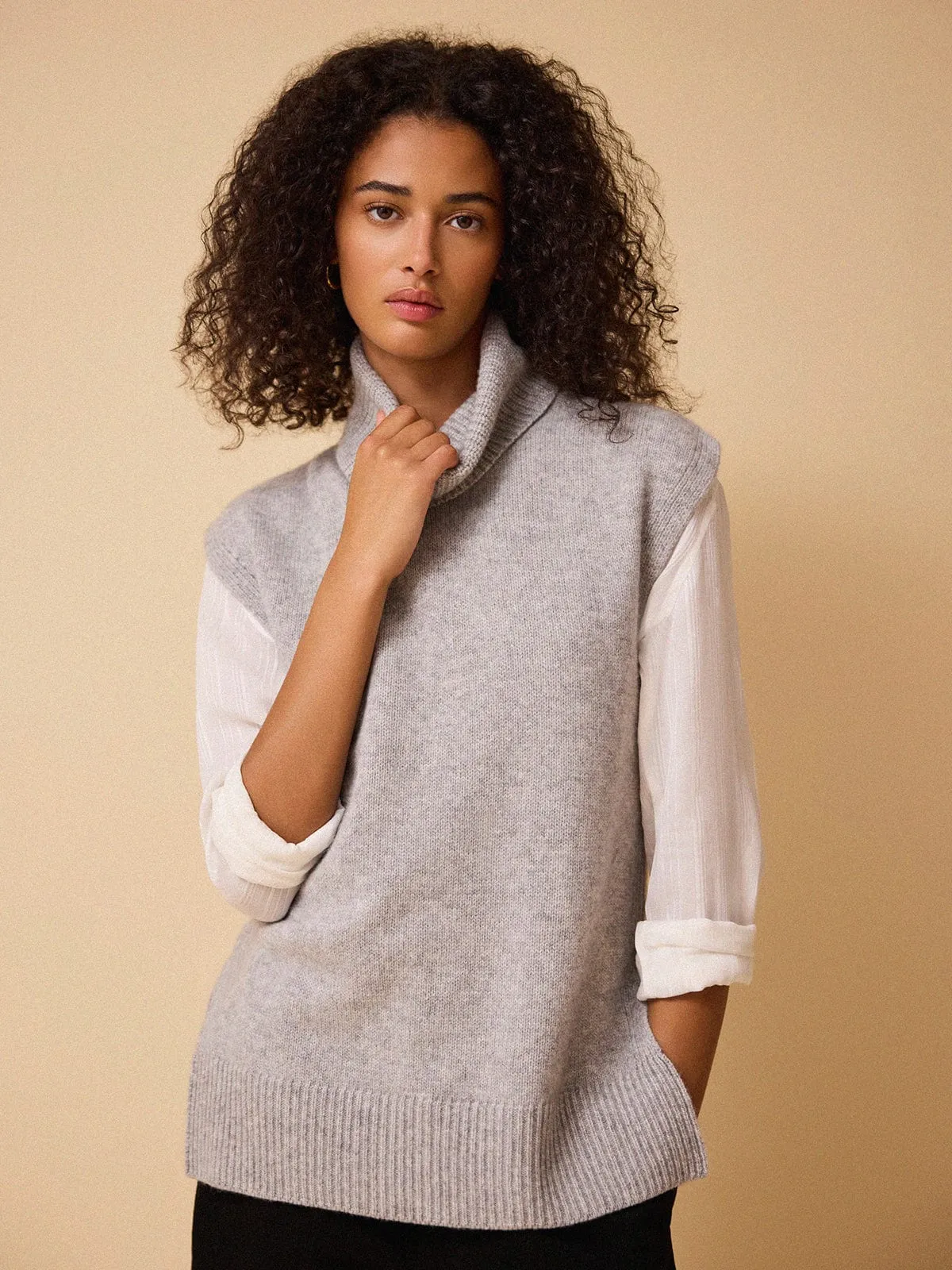 Ulla Roll Neck Vest - Grey sold by iris