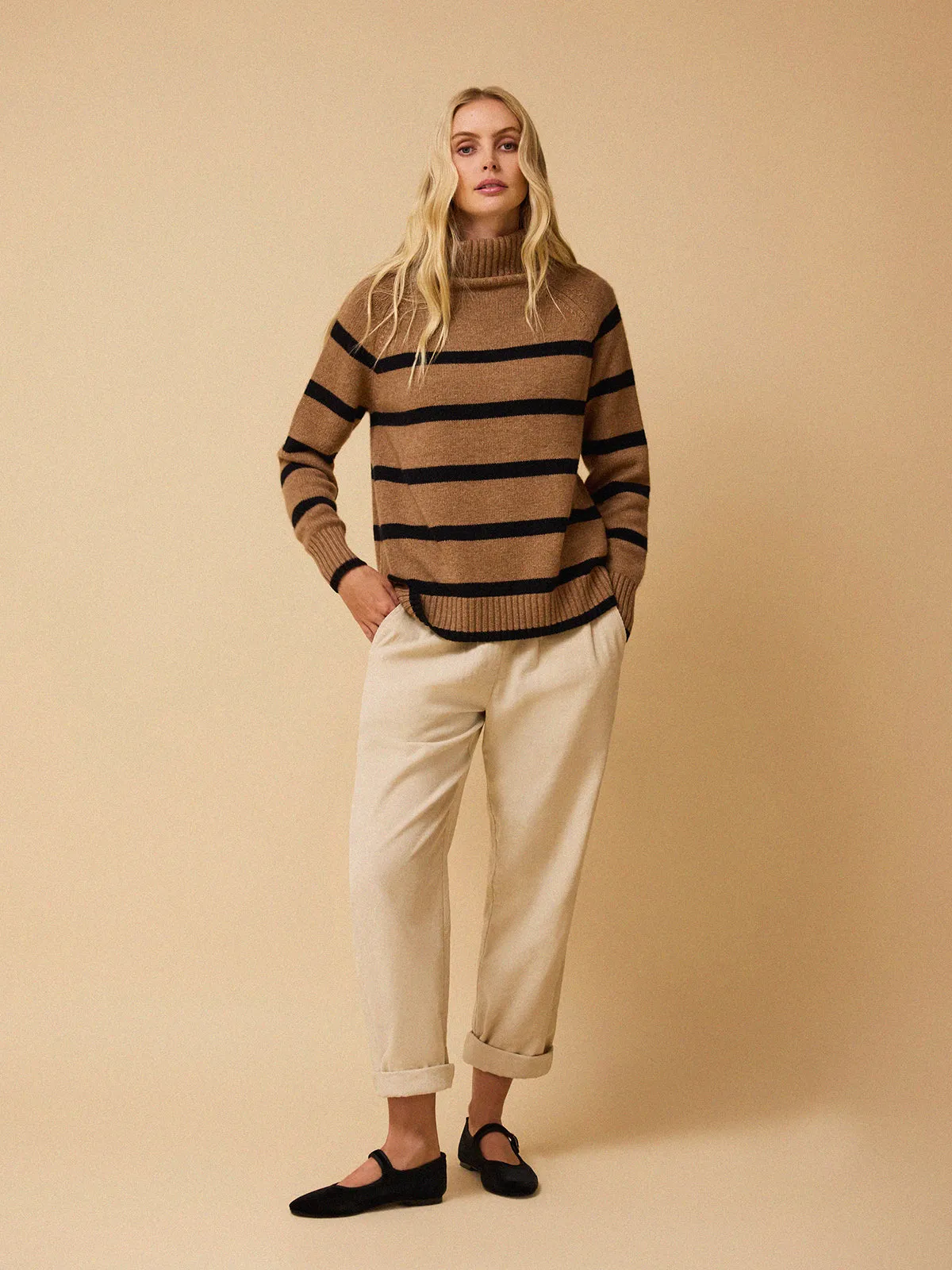 Ulla Stripe Roll Neck Jumper - Tawny and Black sold by iris product image thumbnail 4