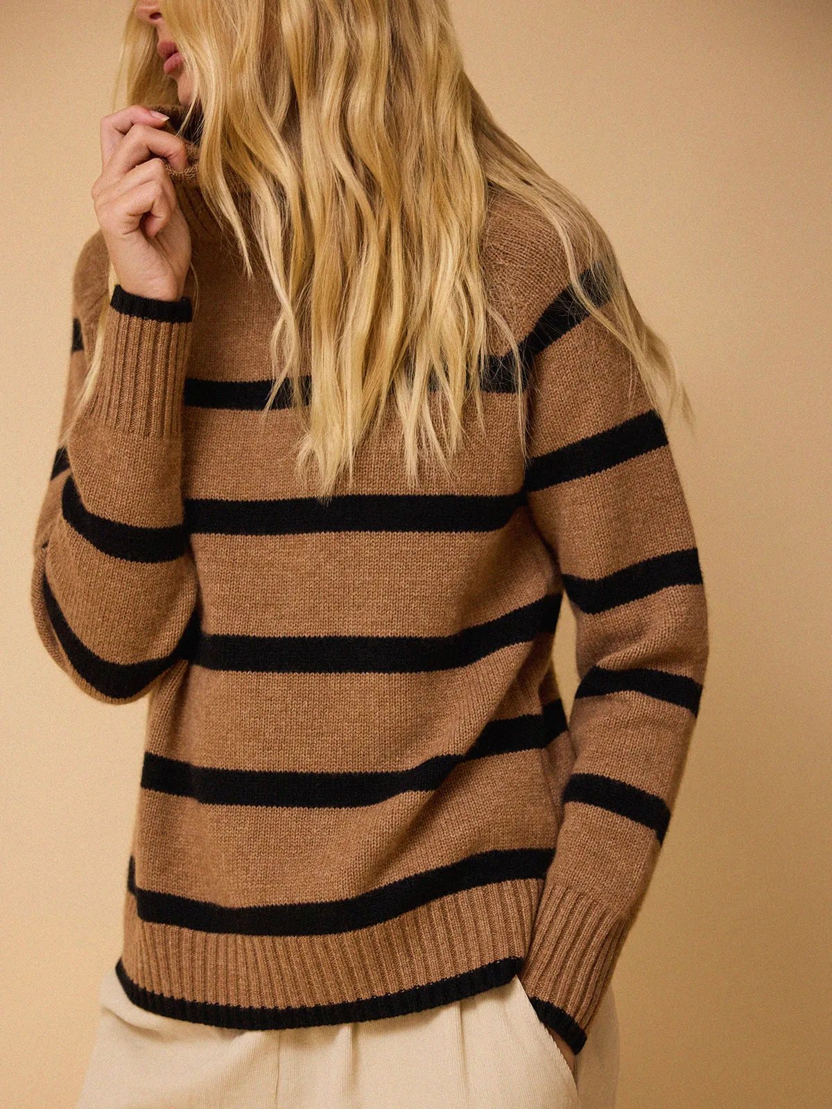 Ulla Stripe Roll Neck Jumper - Tawny and Black sold by iris