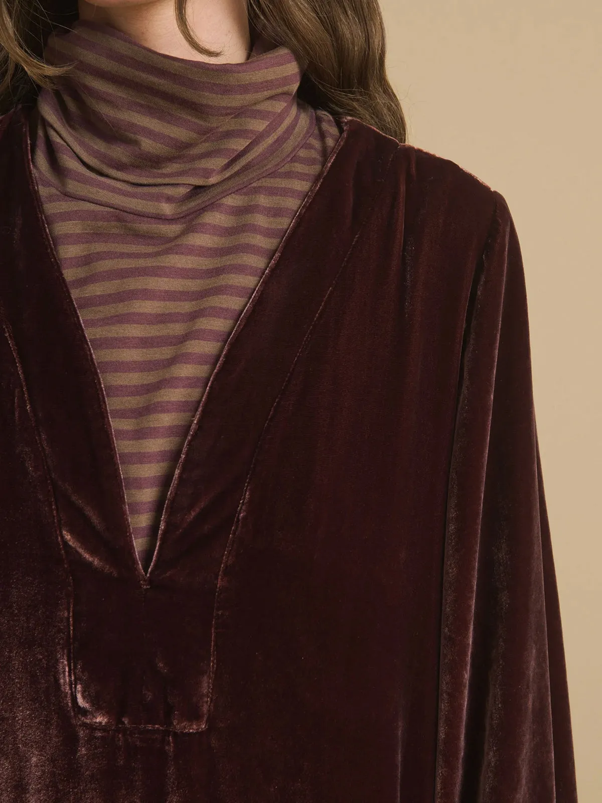 Rifa Velvet Tunic Dress – Brown sold by iris product image thumbnail 4