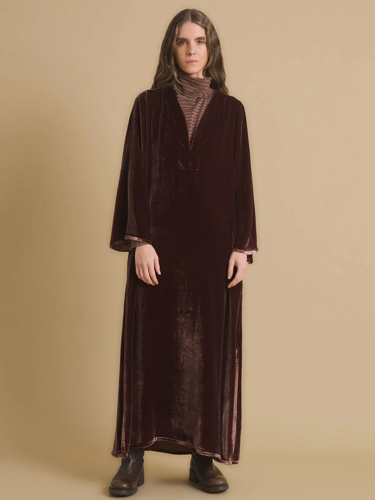 Rifa Velvet Tunic Dress – Brown sold by iris